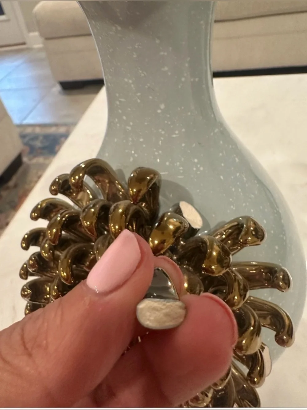 Anthropologie 3D Gold Chrysanthemum Flower Ceramic Bloom Vase DEFECTIVE